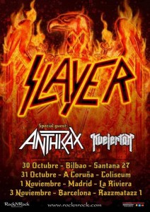 LA GIRA DE SLAYER JUNTO A ANTHRAX Y KVELERTAK AGOTA SUS ENTRADAS PARA LOS CONCIERTOS DE MADRID Y BILBAO.